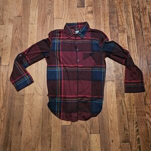 Rue21 Burgundy and Navy Plaid Button Down Shirt